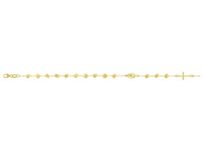 Armband Gerader Rosenkranz Würfel 3 Mm, Kreuz Und Wundertätige Jungfrau, 19 Cm, Gelbgold - Standard Bild - 1