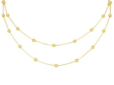 Halskette Kugeln 4 MM An 2-reihiger Kette, 42 Cm, 18k Gelbgold