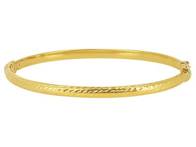 Armreif Aus Graviertem Quadratischem Rohr 4 Mm, 50 X 60 Mm, 18k Gelbgold - Standard Bild - 1