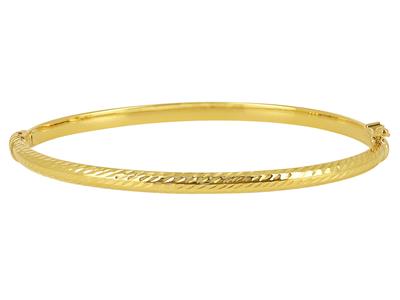 Armreif Aus Graviertem Quadratischem Rohr 4 Mm, 55 X 65 Mm, 18k Gelbgold - Standard Bild - 1