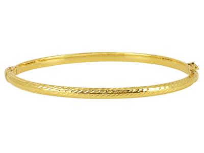 Armband Aus Ziseliertem Vierkantrohr 4 Mm, 55 X 65 Mm, 18k Gelbgold