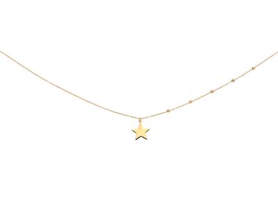 Halskette Stern 12 MM Und Kugeln 2 Mm, 42-45 Cm, Gelbgold 18k