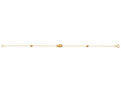 Armreif Knoten Und 2 Kugeln An For\at-kette 6 Mm, 19 Cm, Gelbgold 750 - Standard Bild - 1