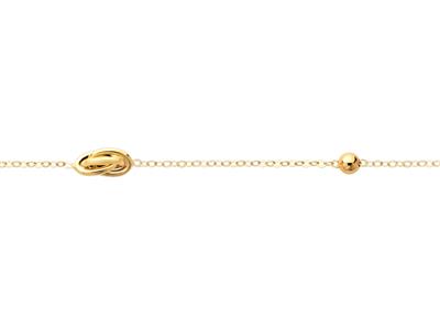 Armreif Knoten Und 2 Kugeln An For\at-kette 6 Mm, 19 Cm, Gelbgold 750 - Standard Bild - 2