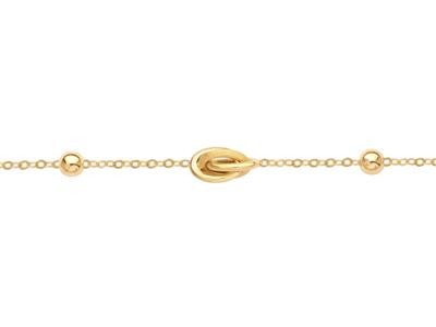 Armband 3 Knoten Und 2 Kugeln An For\at-kette 6 Mm, 19 Cm, Gelbgold 750 - Standard Bild - 2