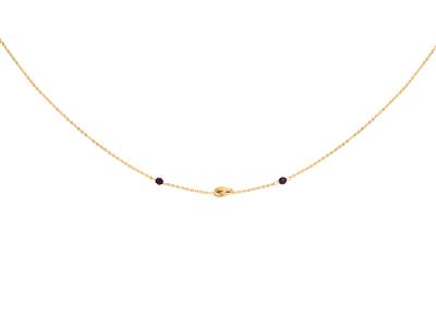 Halskette Forçat-knoten 4 Mm, 2 Granatkristalle 4 MM An Klarer Forçat-kette, 45 Cm, Gelbgold 18k - Standard Bild - 1