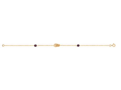 Armband Knoten For\at 6 Mm, 2 Granat-kristalle 4 MM An For\at-kette Klar, 18 Cm, Gelbgold 750 - Standard Bild - 1