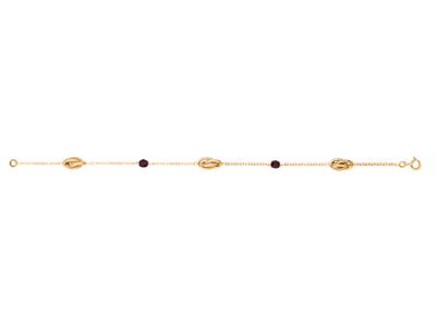 Armband 3 Knoten For\at 6 Mm, 2 Granat-kristalle 4 MM An For\at-kette Klar, 18 Cm, Gelbgold 750 - Standard Bild - 1