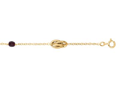Armband 3 Knoten For\at 6 Mm, 2 Granat-kristalle 4 MM An For\at-kette Klar, 18 Cm, Gelbgold 750 - Standard Bild - 2