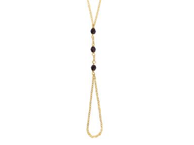 Handkette, 3 Granat-kristalle 4 Mm,19 Cm, Gelbgold 750 - Standard Bild - 2