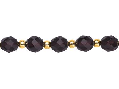 Armband Kugeln 6 Mm, Granat-kristall 8 Mm, 20 Cm, Gelbgold 750 - Standard Bild - 2
