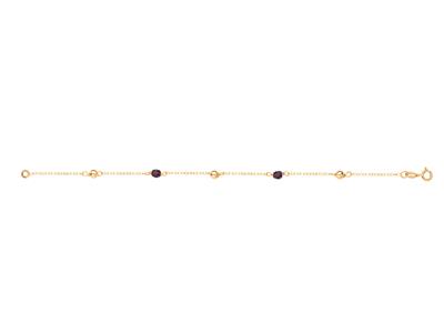 Armband Kette Mit 2 Kugeln Und 2 Granatkristallen 4 Mm, 19 Cm, 18k Gelbgold - Standard Bild - 1