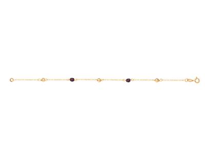 Armband Kette 2 Kugeln Und 2 Granat-kristalle 4 Mm, 19 Cm, Gelbgold 750 - Standard Bild - 1
