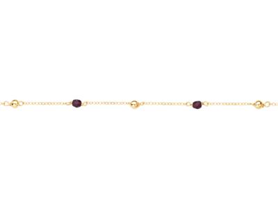 Armband Kette Mit 2 Kugeln Und 2 Granatkristallen 4 Mm, 19 Cm, 18k Gelbgold - Standard Bild - 2