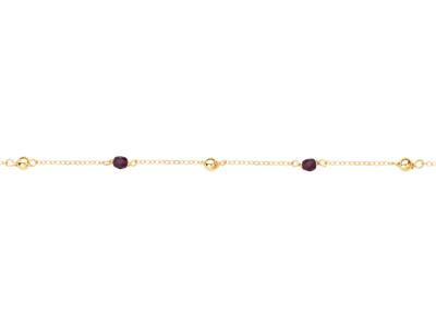 Armband Kette 2 Kugeln Und 2 Granat-kristalle 4 Mm, 19 Cm, Gelbgold 750 - Standard Bild - 2