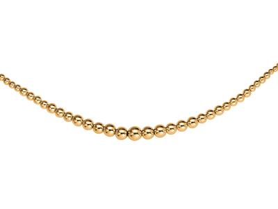 Halskette Glatte Leichte Kugeln Im Fall 3/10 Mm, 45 Cm, 18k Gelbgold - Standard Bild - 1