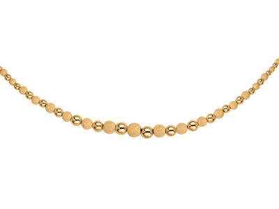 Halskette Ultraleichte Alternierende Kugeln 1/1 Glatt Und Lasergeschnitten Im Fall 3/10 Mm, 45 Cm, 18k Gelbgold - Standard Bild - 1