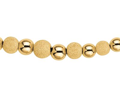 Halskette Ultraleichte Alternierende Kugeln 1/1 Glatt Und Lasergeschnitten Im Fall 3/10 Mm, 45 Cm, 18k Gelbgold - Standard Bild - 2