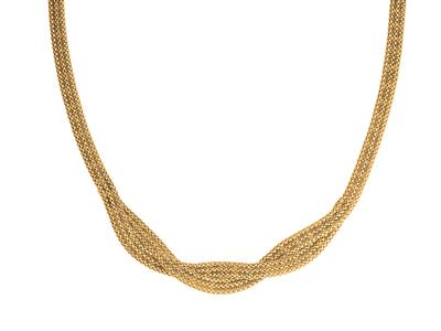 Halskette Pop Corn 2 Gedrehte Reihen Im Fall 10 Mm, 43 Cm, Gelbgold 18k - Standard Bild - 1