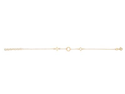 Fantasie-armband Mit 3 Motiven Blume, Kreuz Und Raute, 173 Cm, 18k Gelbgold