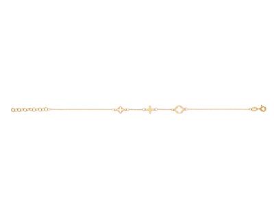 Fantasie-armband Mit 3 Motiven Kreis, Kreuz Und Raute, 17+3 Cm, 18k Gelbgold - Standard Bild - 1