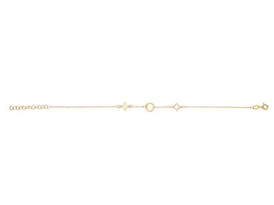 Fantasie-armband Mit 3 Motiven Kreis, Kreuz Und Raute, 173 Cm, 18k Gelbgold