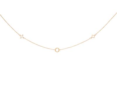 Fantasie-halskette Mit 3 Motiven Kreis, Kreuz Und Raute, 423 Cm, 18k Gelbgold