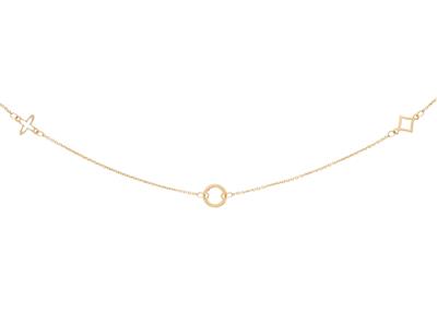 Fantasie-halskette Mit 3 Motiven Kreis, Kreuz Und Raute, 42+3 Cm, 18k Gelbgold - Standard Bild - 2