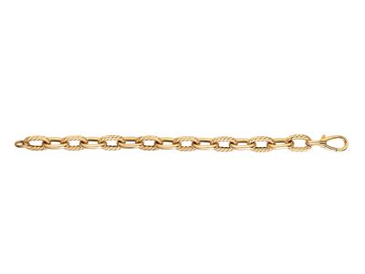 Armband Aus Abwechselnd Hohlen Ovalen Und Glatten Godonierten Maschen, 20,50 Cm, 18k Gelbgold