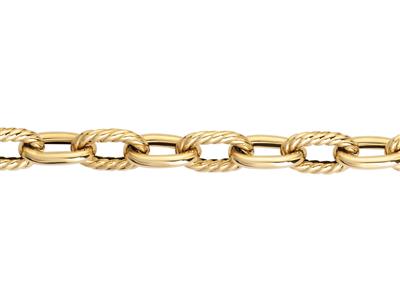 Armband Aus Abwechselnd Hohlen Ovalen Und Glatten Godonierten Maschen, 20,50 Cm, 18k Gelbgold - Standard Bild - 2