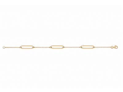 Armband Aus 3 Rechteckigen Hohlmaschen An Einer Kette, 16+3 Cm, 18k Gelbgold - Standard Bild - 1