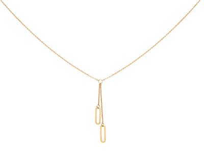 Halskette y 2 Rechteckige Hohlmaschen Als Pampillen An Einer Kette, 423cm, Gelbgold 18k