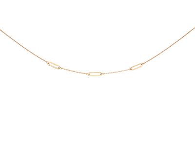 Halskette Aus 3 Abwechselnden Rechteckigen Hohlmaschen An Einer Kette, 42  3 Cm, 18k Gelbgold