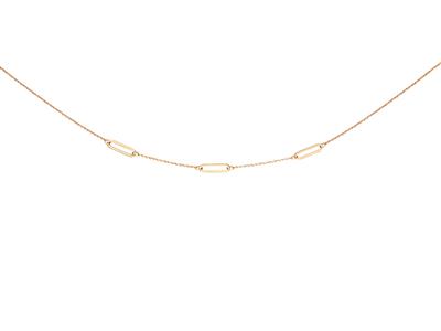 Halskette Aus 3 Abwechselnden Rechteckigen Hohlmaschen An Einer Kette, 42 + 3 Cm, 18k Gelbgold - Standard Bild - 1