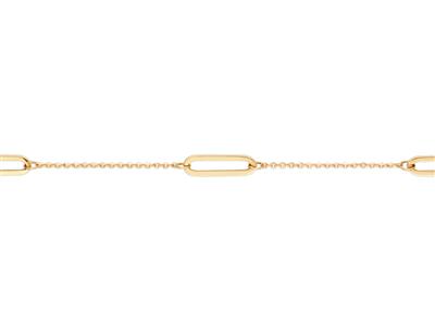Armband Aus 3 Rechteckigen Hohlmaschen An Einer Kette, 16+3 Cm, 18k Gelbgold - Standard Bild - 2