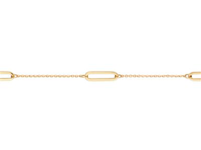 Armband Aus 3 Rechteckigen Hohlmaschen An Einer Kette, 16+3 Cm, 18k Gelbgold - Standard Bild - 2