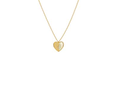 Halskette Mit Herzmotiv Halb Perlmutt An Kette, 42+3 Cm, 18k Gelbgold - Standard Bild - 1