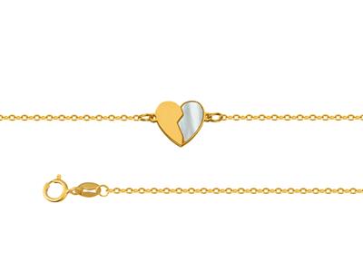 Armband Herz-motiv Perlmutt An Kette, 17+3 Cm, 18 Kt Gelbgold - Standard Bild - 2