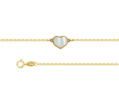 Armband Herz-motiv Perlmutt An Kette, 17+3 Cm, 18 Kt Gelbgold - Standard Bild - 2