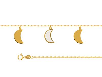 Fußkette 3 Motive Mond An Kette, 25+3 Cm, Gelbgold 750 - Standard Bild - 2
