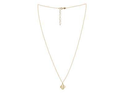 18k Gelbgold Kette, 42+3 Cm, Mit Perlmutt-blumenmotiv - Standard Bild - 2