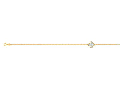 Armband Blüten-motiv Perlmutt An Kette, 173 Cm, 18 Kt Gelbgold