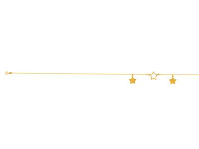 Fußkette 3 Motive Sterne An Kette, 25+3 Cm, Gelbgold 750 - Standard Bild - 1