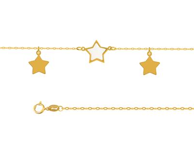 Fußkette 3 Motive Sterne An Kette, 25+3 Cm, Gelbgold 750 - Standard Bild - 2
