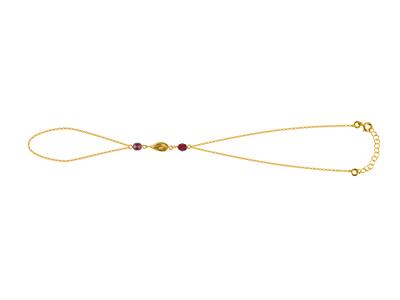 Handkette For\at Klar 2 Mm, 2 Granatsteine 4 X 9 MM Und 1 Knoten For\at 4 Mm, 18+3 Cm, Gelbgold 750 Gelbgold - Standard Bild - 1