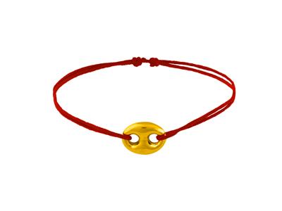 Armband Rotes Band, Hohlglied Kaffeebohne 9,80 X 12 Mm, Gelbgold 750 - Standard Bild - 1