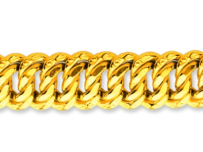 Armband Mit Amerikanischen Maschen 12 Mm, 19 Cm, 18k Gelbgold - Standard Bild - 2