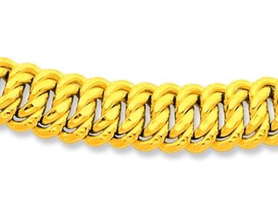 Halskette Aus Amerikanischem Fallgeflecht 11 Mm, 45 Cm, Gelbgold 18k - Standard Bild - 2