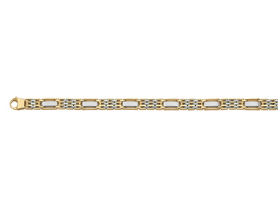 Herrenarmband 2031, Platte Und Reiskorn, 21 Cm, Bicolor Gold 18k - Standard Bild - 1