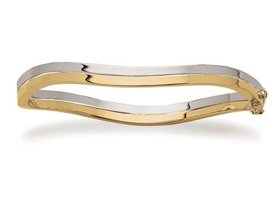 Armband Doppelwelle 6 Mm, Durchmesser 60 Mm, Bicolor Gold 18k